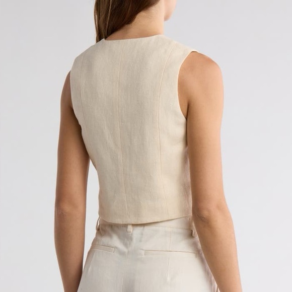 New A.L.C. Maxwell Linen & Cotton Vest Sz 6 Neutral Closet Staple Minimalist - Picture 3 of 10